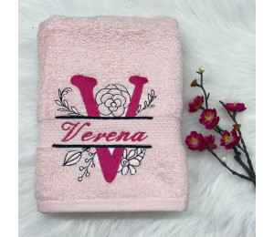 Stickdatei - Doodle Blumen Alphabet Monogram geteilt "V"